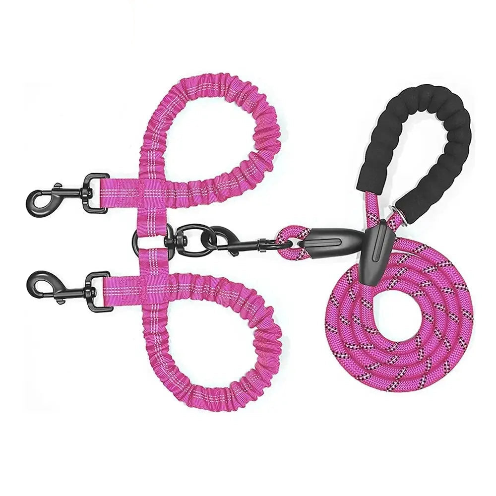Heavy-Duty Double Dog Leash with Bungee: Ultimate Control.