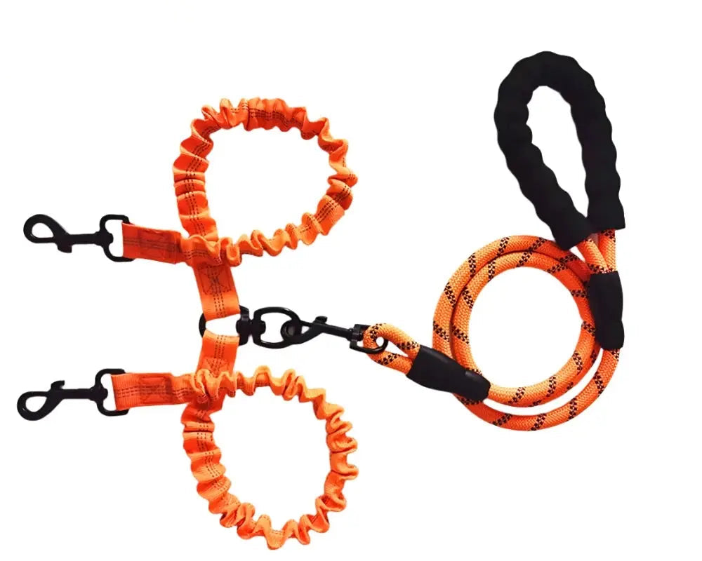 Heavy-Duty Double Dog Leash with Bungee: Ultimate Control.