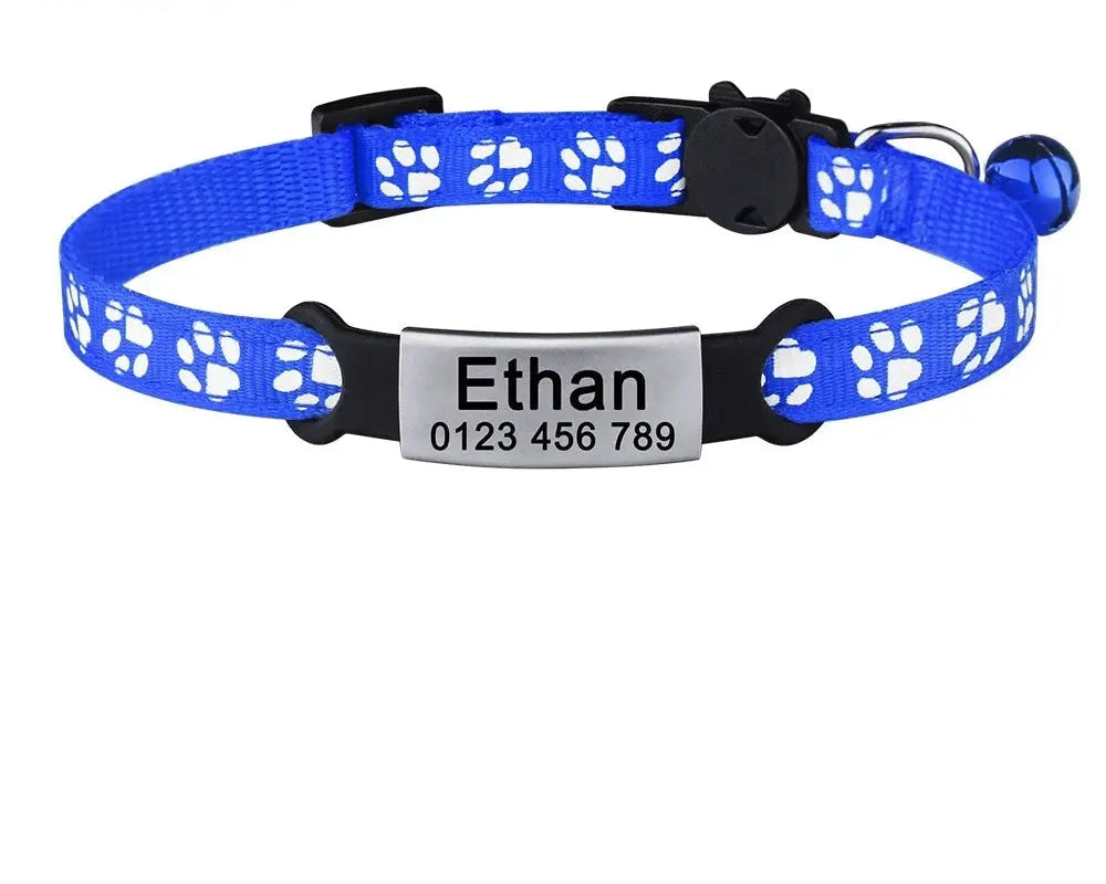 Nylon Cat Collar – with Engraved ID Tag.