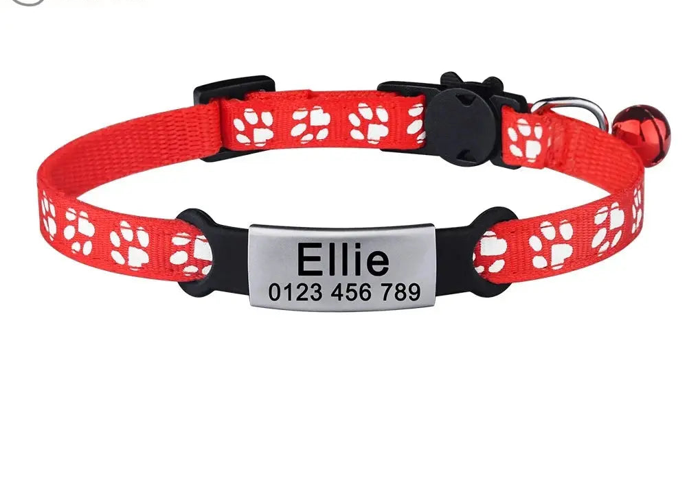 Nylon Cat Collar – with Engraved ID Tag.