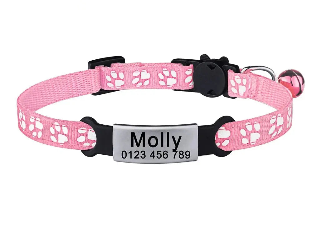 Nylon Cat Collar – with Engraved ID Tag.