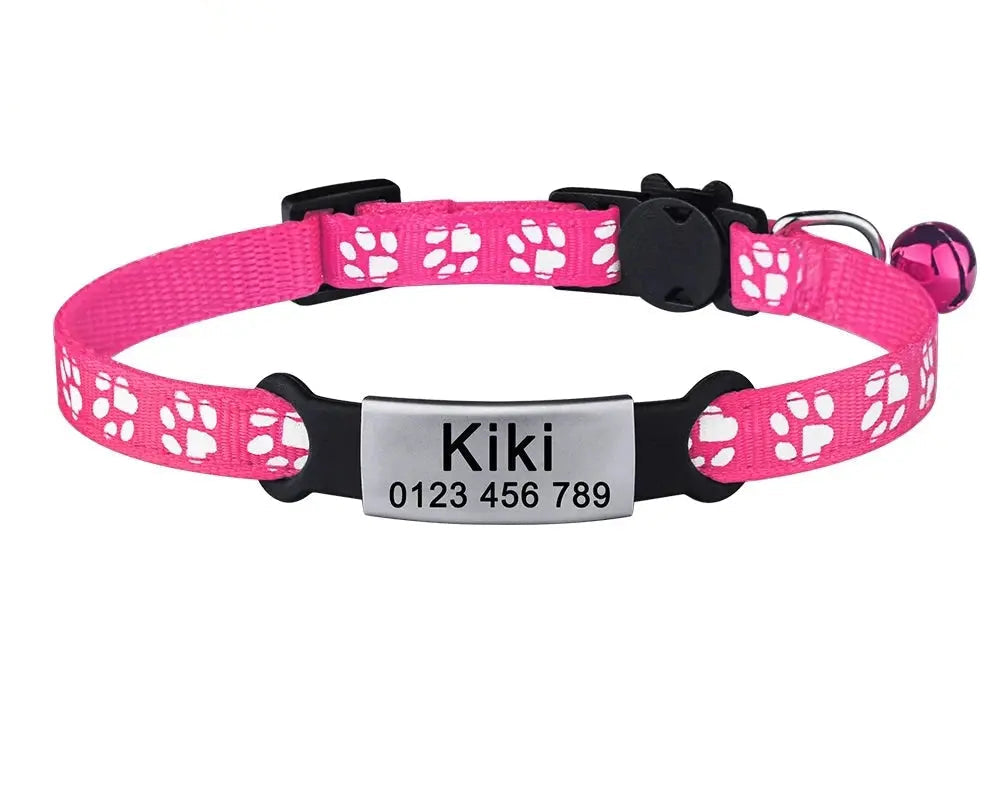 Nylon Cat Collar – with Engraved ID Tag.