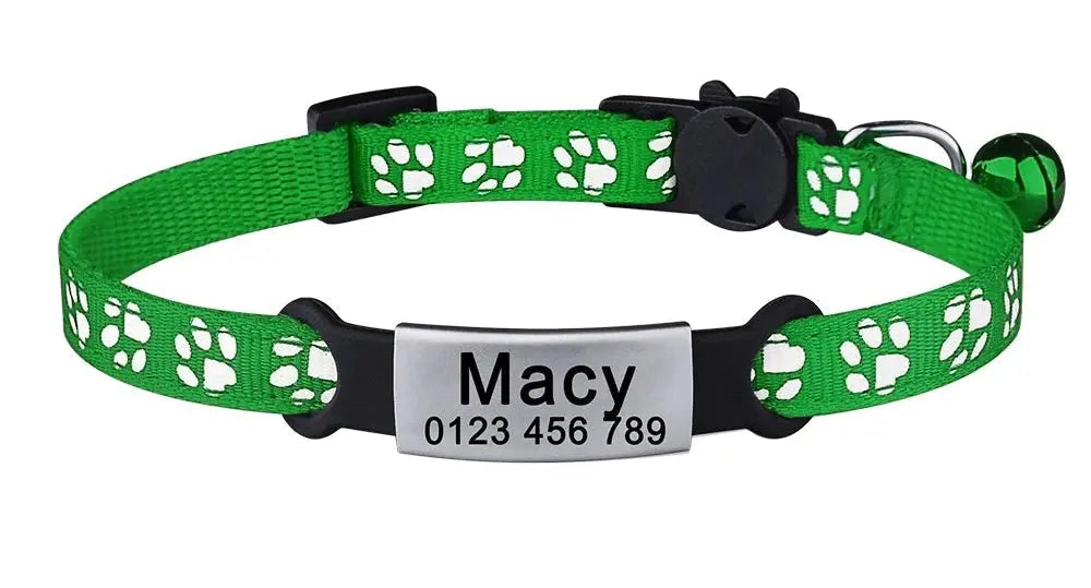 Nylon Cat Collar – with Engraved ID Tag.