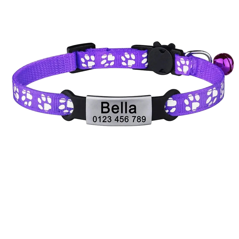 Nylon Cat Collar – with Engraved ID Tag.