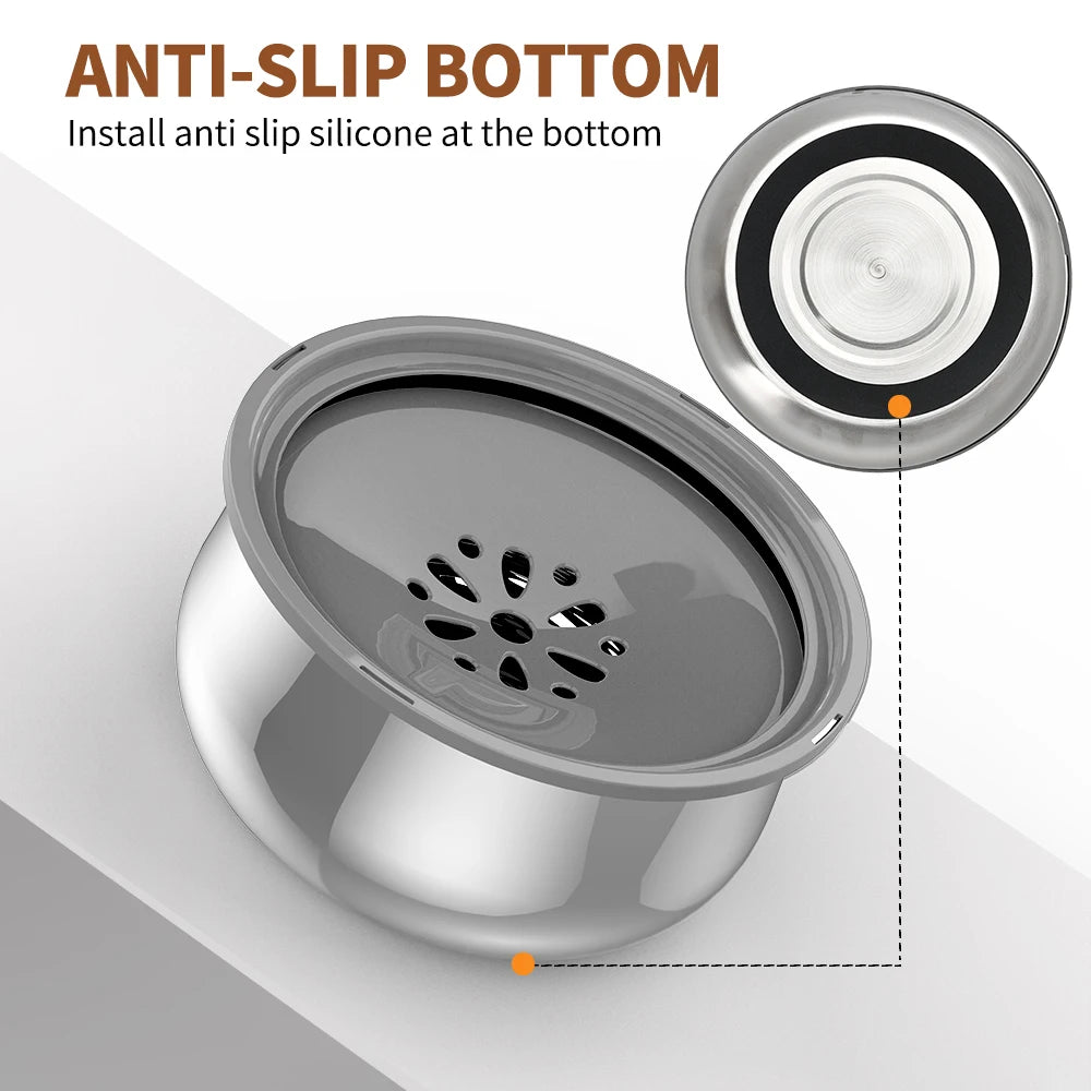 4.3L Stainless Steel Floating Lid Water Bowl for Dogs