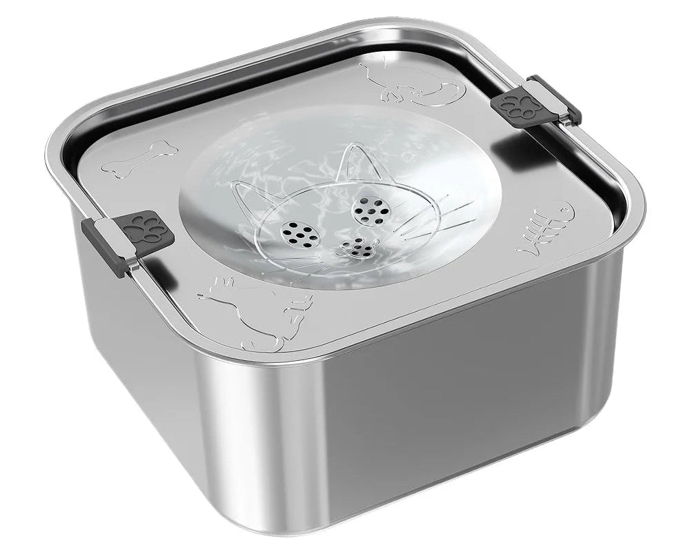 3L Stainless Steel No Spill Pet Water Bowl for Dogs