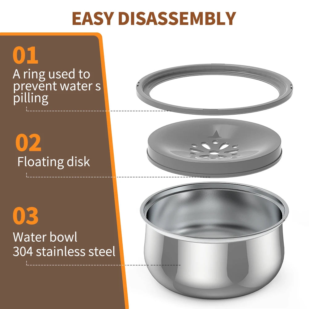 4.3L Stainless Steel Floating Lid Water Bowl for Dogs