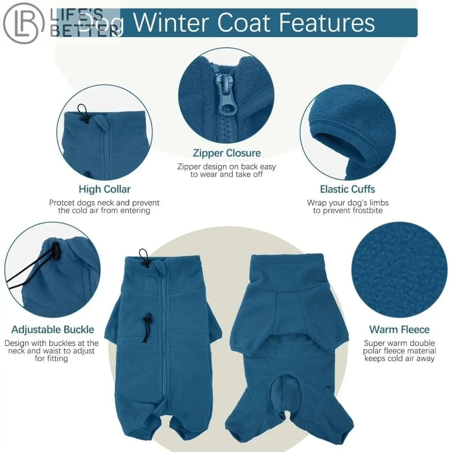 Soft Fleece Dog Jumpsuit Coat Life’s Better Ltd