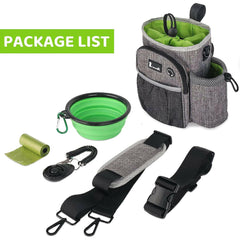 XL Dog Walking Bag with Water Bottle Holder, Waterproof Dog Treat Pouch.