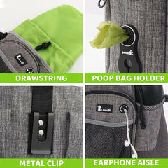 XL Dog Walking Bag with Water Bottle Holder, Waterproof Dog Treat Pouch.