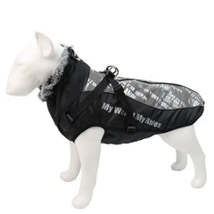 Large Dog Waterproof Dog Coat with Integrated Harness.