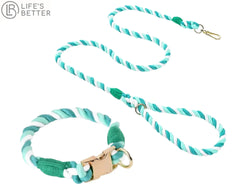 Colourful Woven Rope Dog Lead & Collar Set.