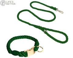 Colourful Woven Rope Dog Lead & Collar Set.
