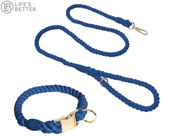 Colourful Woven Rope Dog Lead & Collar Set.