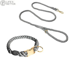 Colourful Woven Rope Dog Lead & Collar Set.