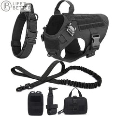 Full K9 Tactical Set - Collar - Lead - Harness - Molle Pouches.