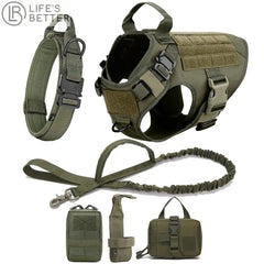 Full K9 Tactical Set - Collar - Lead - Harness - Molle Pouches.