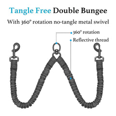 Heavy-Duty Double Dog Leash with Bungee: Ultimate Control.