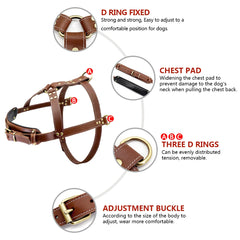 Premium Quality Strong Stubble Leather Dog Harness.