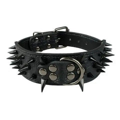 2" Wide Leather Dog Collar Spiked Studs.