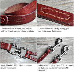 Leather 2 Dog Coupler Dog Walking Leash No Tangle Lead.