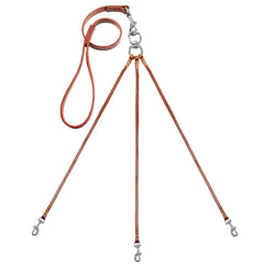 Three-Way Leather Dog Lead Coupler.