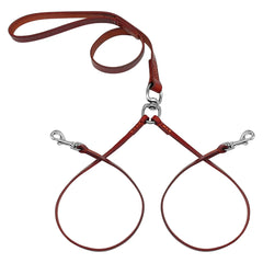 Leather 2 Dog Coupler Dog Walking Leash No Tangle Lead.