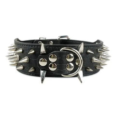 2" Wide Leather Dog Collar Spiked Studs.