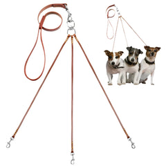 Three-Way Leather Dog Lead Coupler.