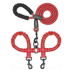 Heavy-Duty Double Dog Leash with Bungee: Ultimate Control.