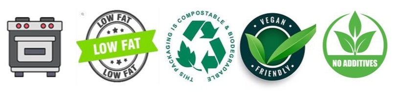 Set of green icons and labels on a white background