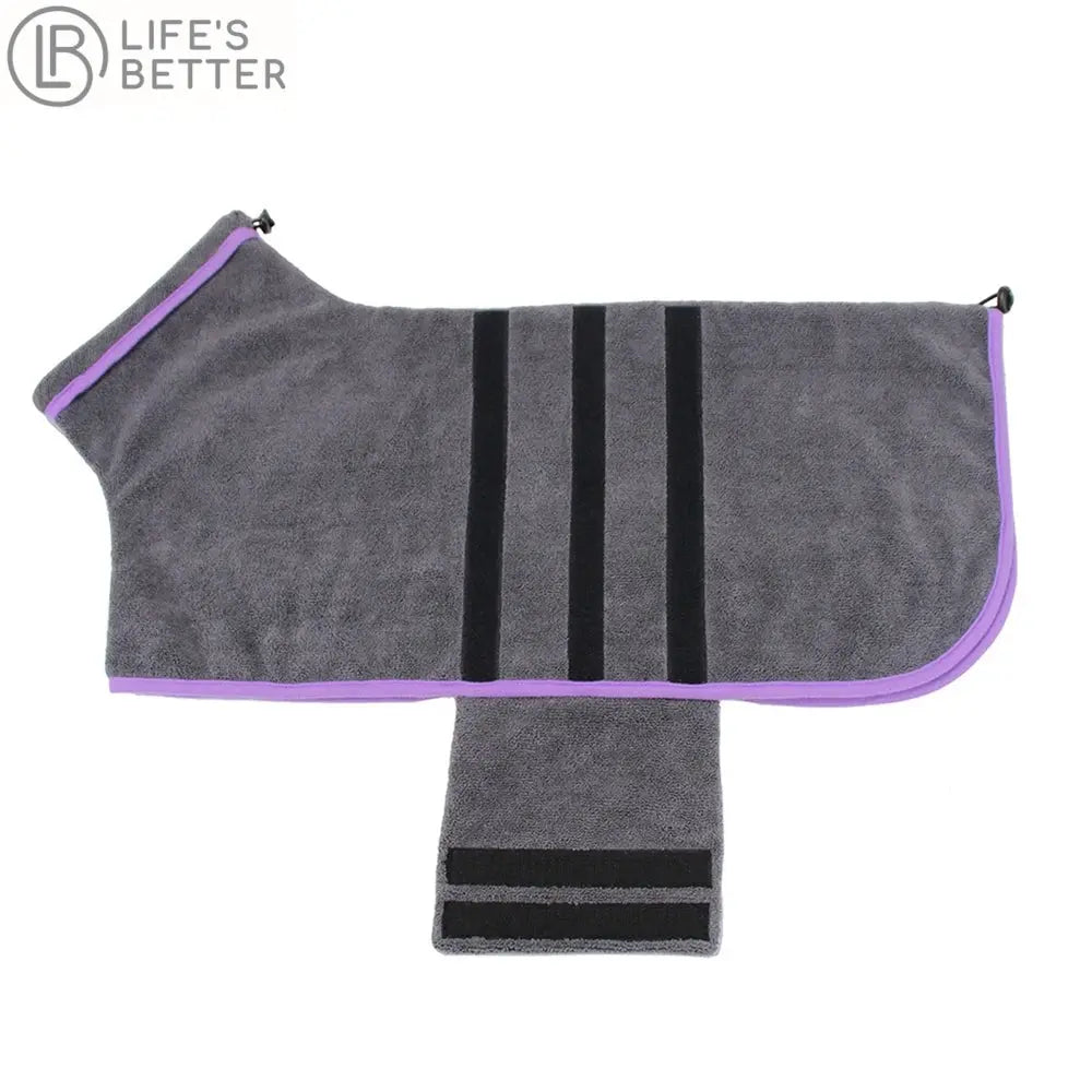 Microfiber Dog Bathrobe - Quick Drying Robe Towel for Dogs.