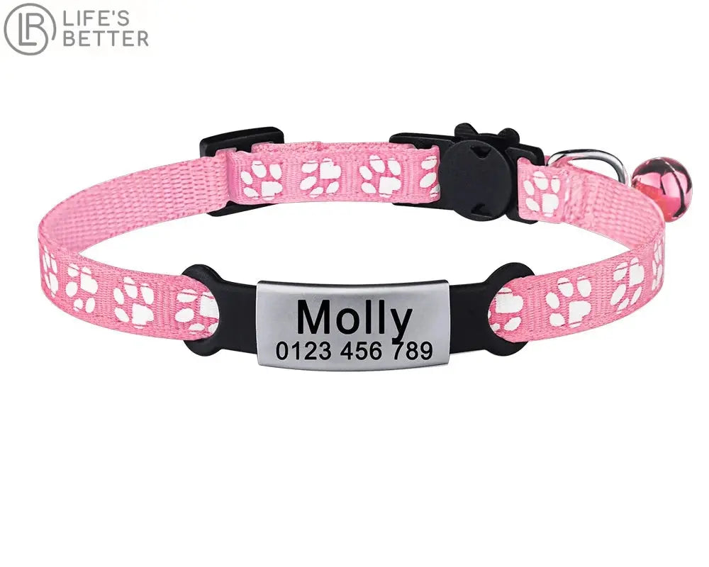 Nylon Cat Collar – with Engraved ID Tag.