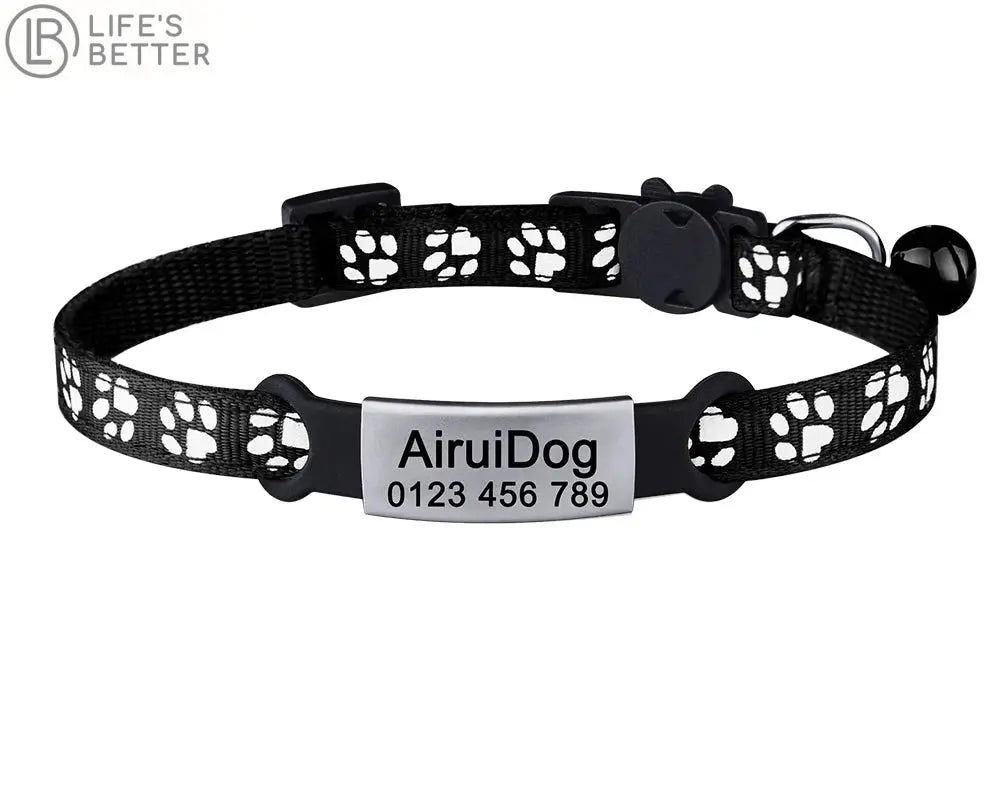 Nylon Cat Collar – with Engraved ID Tag.