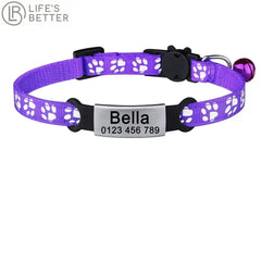 Nylon Cat Collar – with Engraved ID Tag.