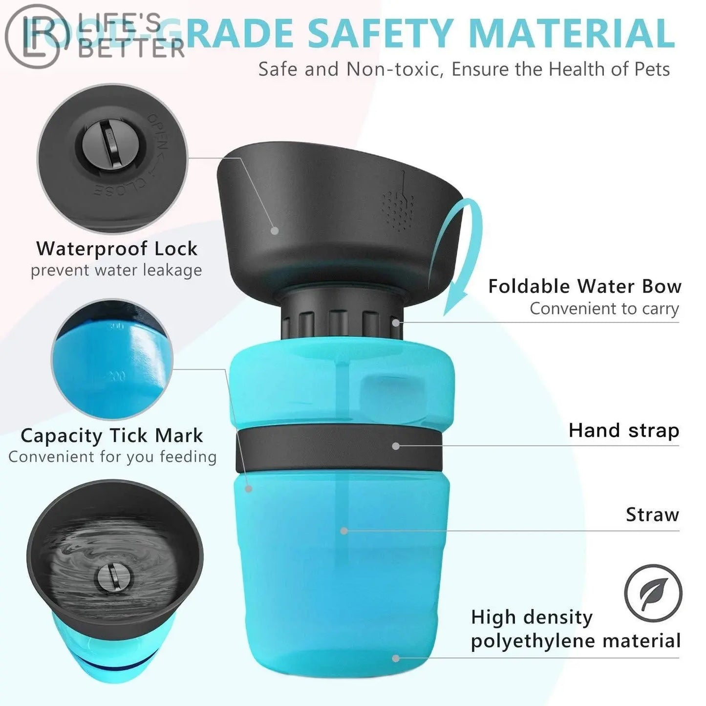 Portable Pet Hydration Solution: 500ML Dog Water Bottle Bowl Life’s Better Ltd