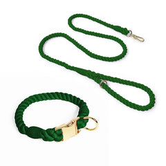 Colourful Woven Rope Dog Lead & Collar Set.