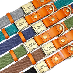 Beautifully Crafted Leather & Nylon Personalised Dog Collar & Lead Set.