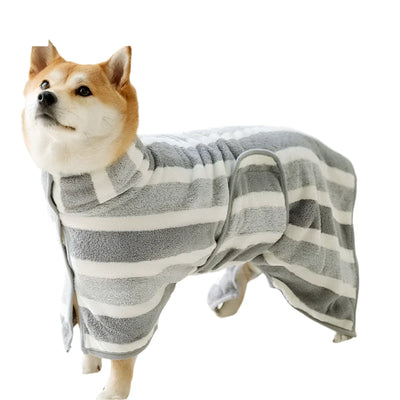 Dog Bath - Dry Robe - Fully Wrapped Quick Drying Absorbent Towel.