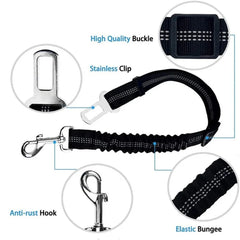 Adjustable Dog Car Seat Belt Harness with Cushioning Elasticity