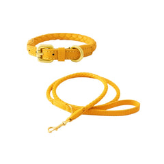 Exquisitely Stylish Woven Leather Dog Collar & Lead Set.