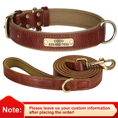 Personalised Dog Collar Lead Set Crafted with Beautiful Soft subtle PU leather & ID tag.