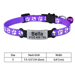 Nylon Cat Collar – with Engraved ID Tag.