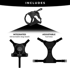 Adjustable Dog Harness with Integrated Retractable Lead.