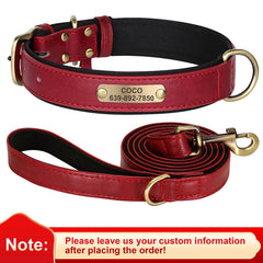 Personalised Dog Collar Lead Set Crafted with Beautiful Soft subtle PU leather & ID tag.