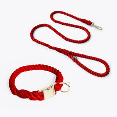 Colourful Woven Rope Dog Lead & Collar Set.