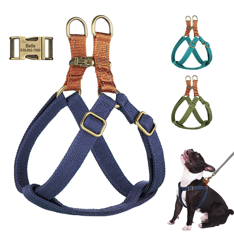 Personalised Dog Soft Nylon & Leather Dog Reflective Harnesses.