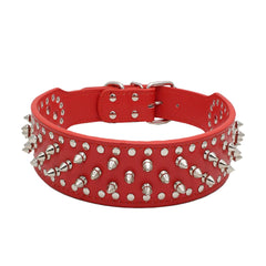 Skull Spiked Studded Leather Dog Collar.