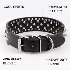 Skull Spiked Studded Leather Dog Collar.