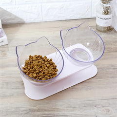 Non-Slip Elevated Tilted Double Cat Bowl.